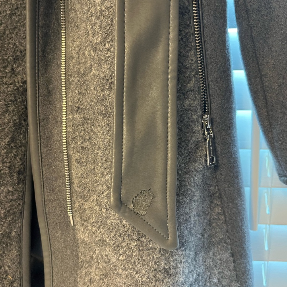 Vince Camuto coat, worn once. Belt slightly worn with slight damage.